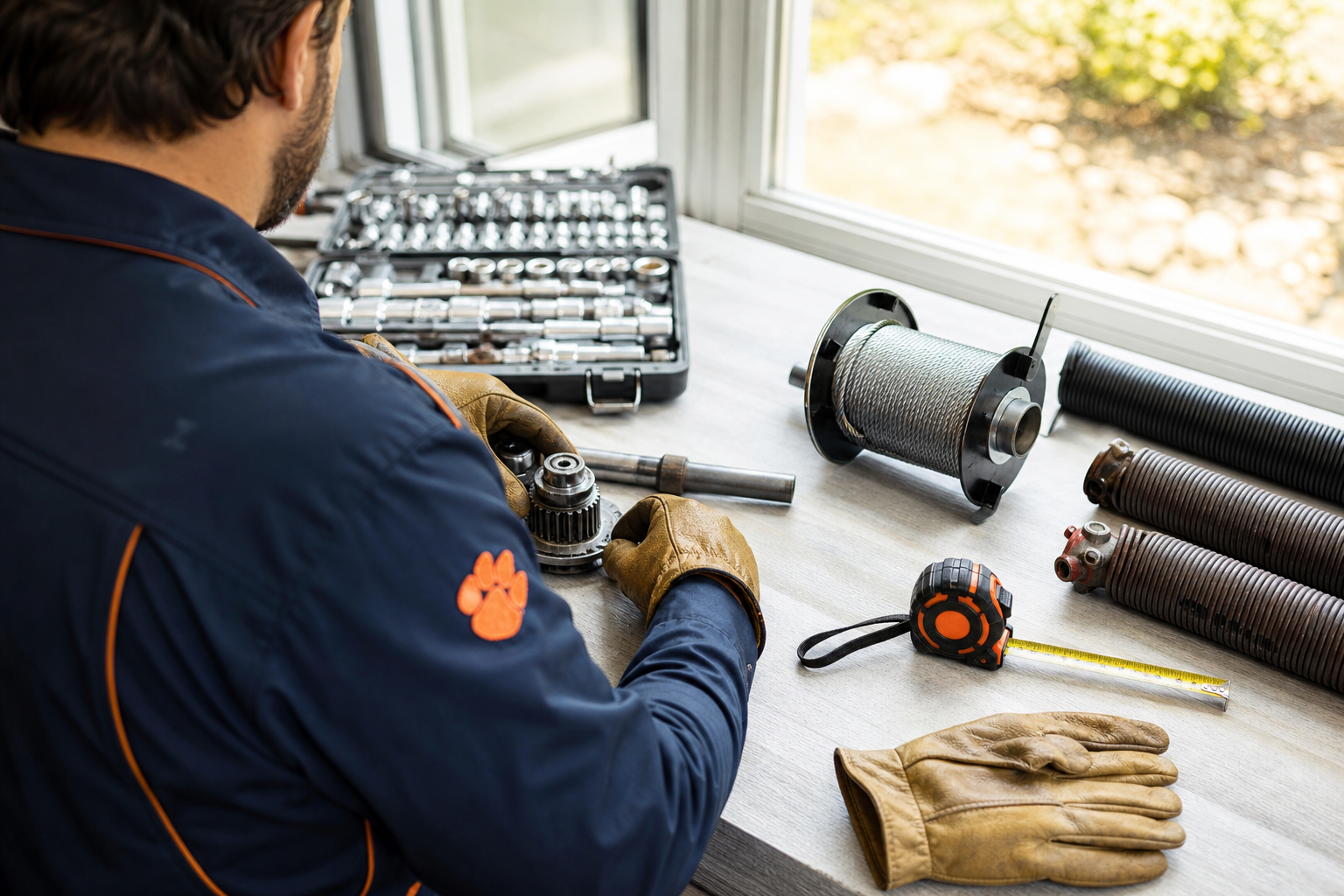 Garage door technician workbench, Chow Chow Garage Doors