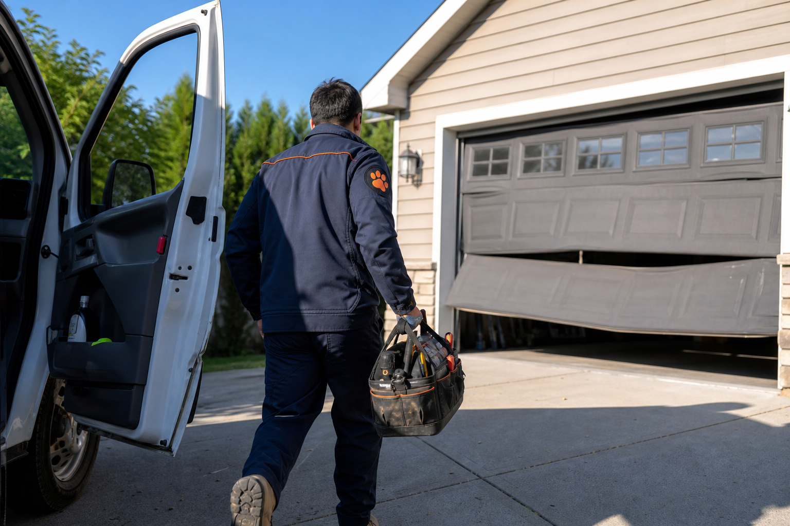 Emergency garage door repair - Chow Chow Garage Doors technician at work