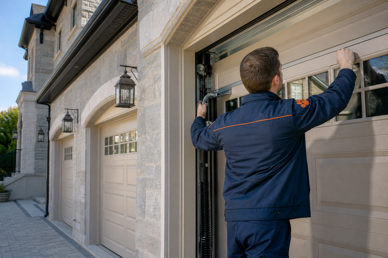 Garage door repair vaughan - Chow Chow Garage Doors technician at work