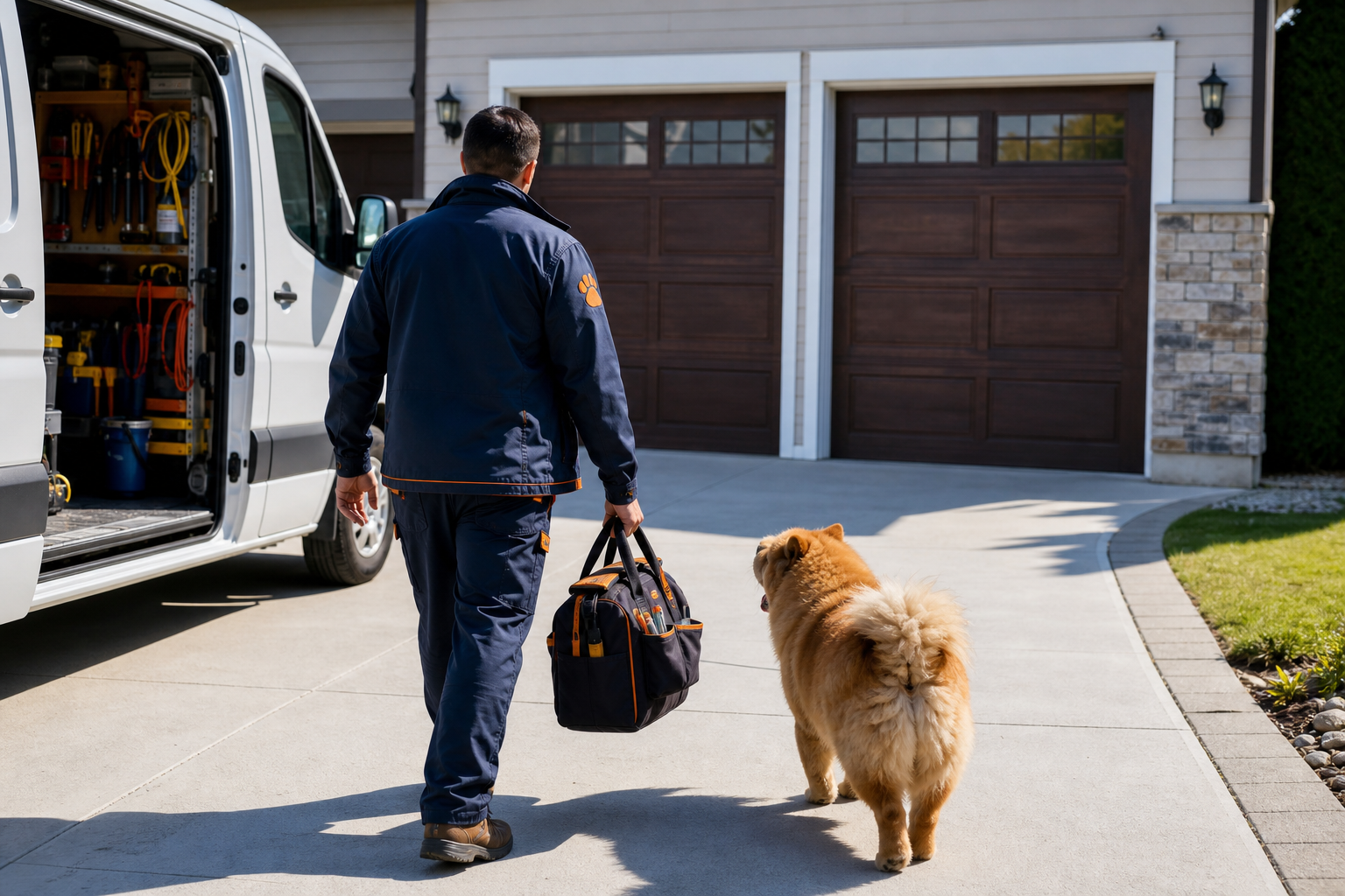 Chow Chow Garage Doors technician arriving at a GTA home