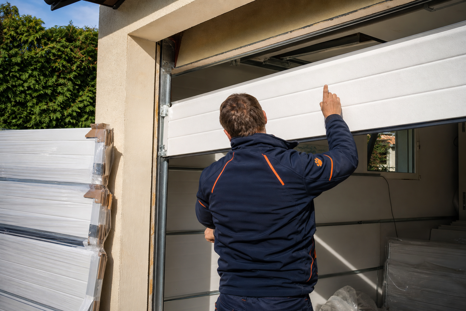 New garage door installation - Chow Chow Garage Doors technician at work